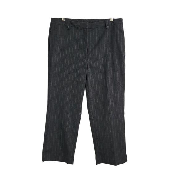 Banana Republic Brushed Flannel Straight Trouser Size 16 Gray Pinstripe Work NEW - Picture 1 of 13